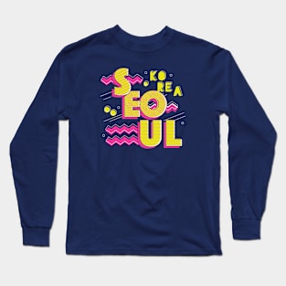 Retro 90s Style Seoul, South Korea Long Sleeve T-Shirt